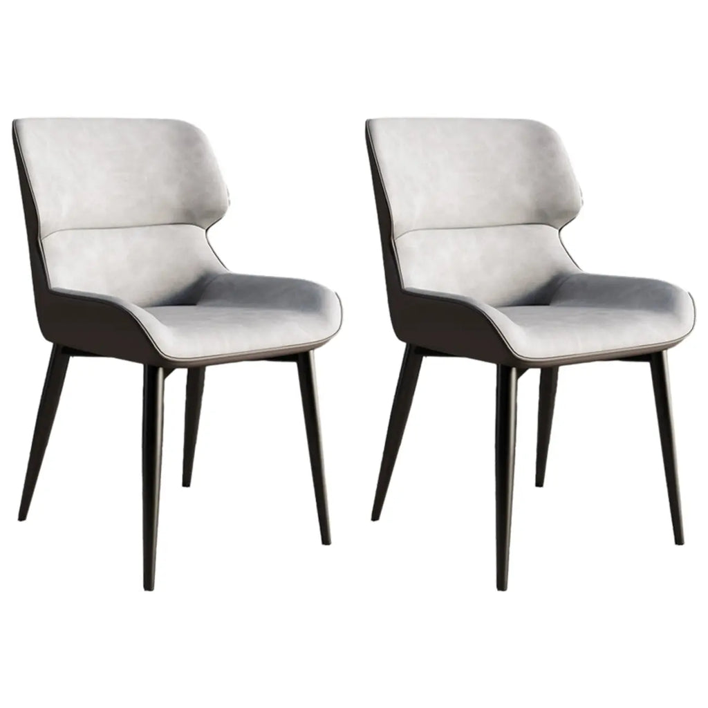 Chaise de salle à manger sans accoudoirs, dossier bas en cuir