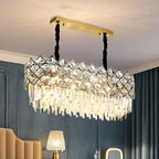 Suspension ovale moderne en cristal pour îlot de cuisine