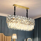 Suspension ovale moderne en cristal pour îlot de cuisine