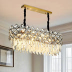 Suspension ovale moderne en cristal pour îlot de cuisine