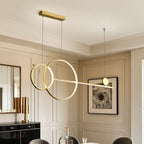 Grande suspension LED circulaire dorée pour îlot de cuisine