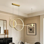 Grande suspension LED circulaire dorée pour îlot de cuisine