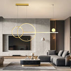 Grande suspension LED circulaire dorée pour îlot de cuisine