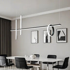 Suspension lumineuse linéaire moderne à LED noire pour îlot de cuisine