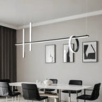 Suspension lumineuse linéaire moderne à LED noire pour îlot de cuisine