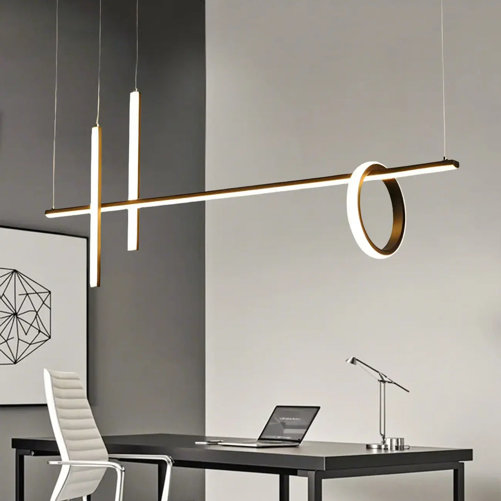 Suspension lumineuse linéaire moderne à LED noire pour îlot de cuisine