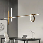 Suspension lumineuse linéaire moderne à LED noire pour îlot de cuisine