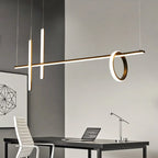 Suspension lumineuse linéaire moderne à LED noire pour îlot de cuisine