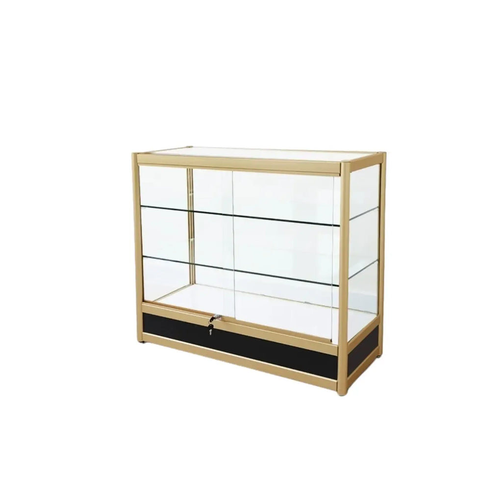 Vitrine rectangulaire en métal doré