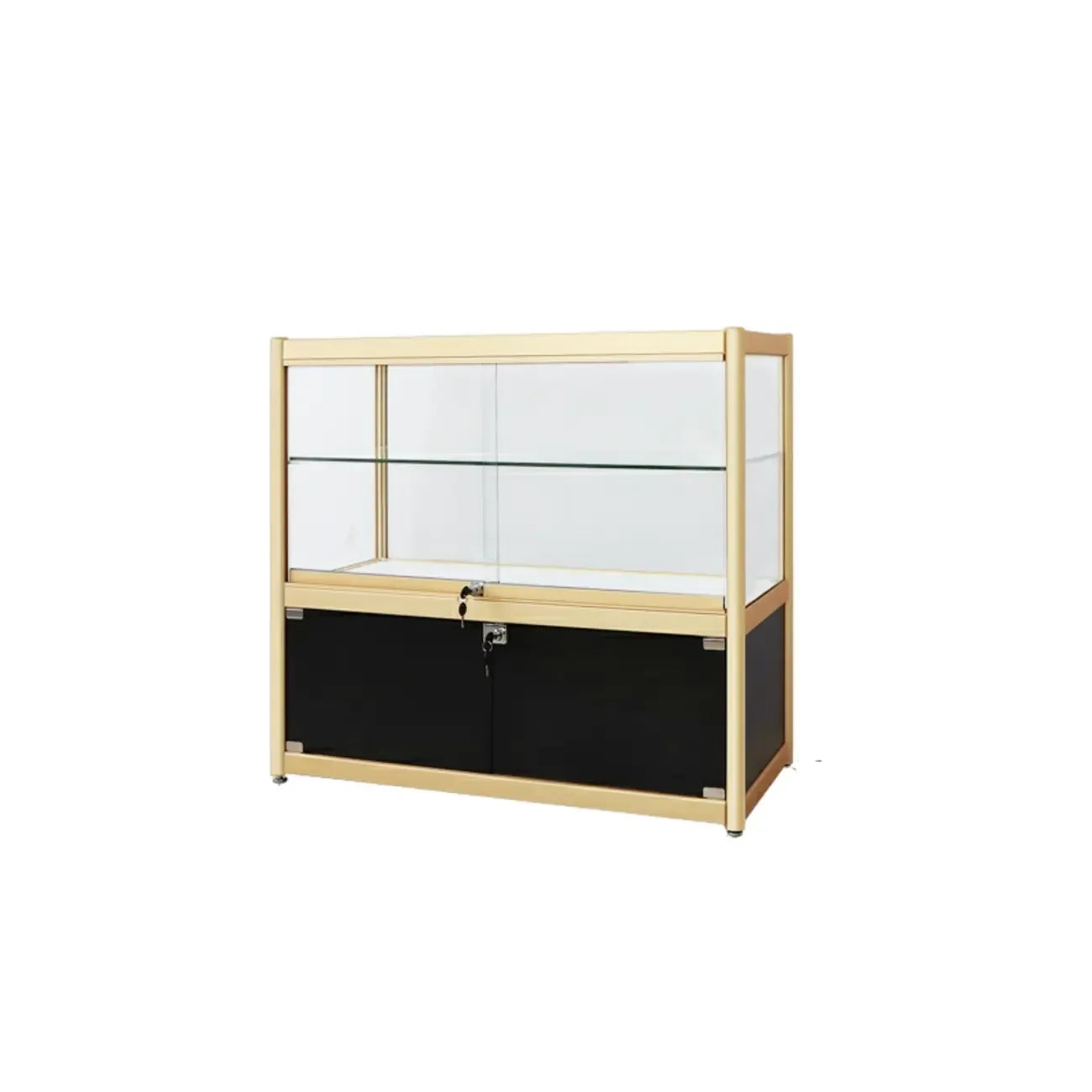 Vitrine rectangulaire en métal doré
