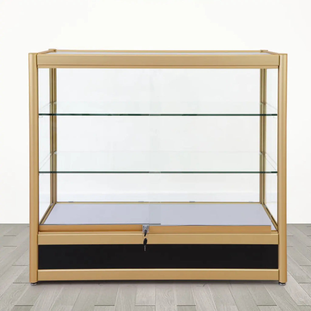 Vitrine rectangulaire en métal doré