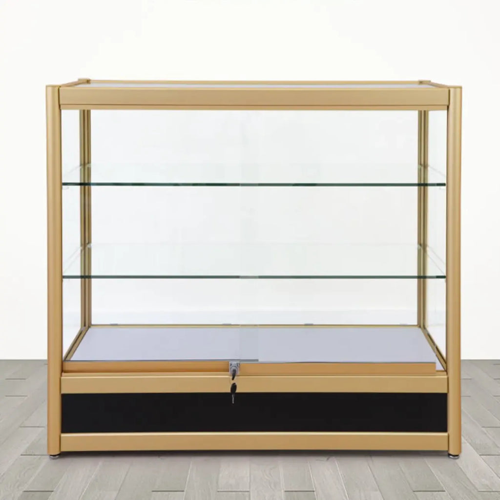 Vitrine rectangulaire en métal doré