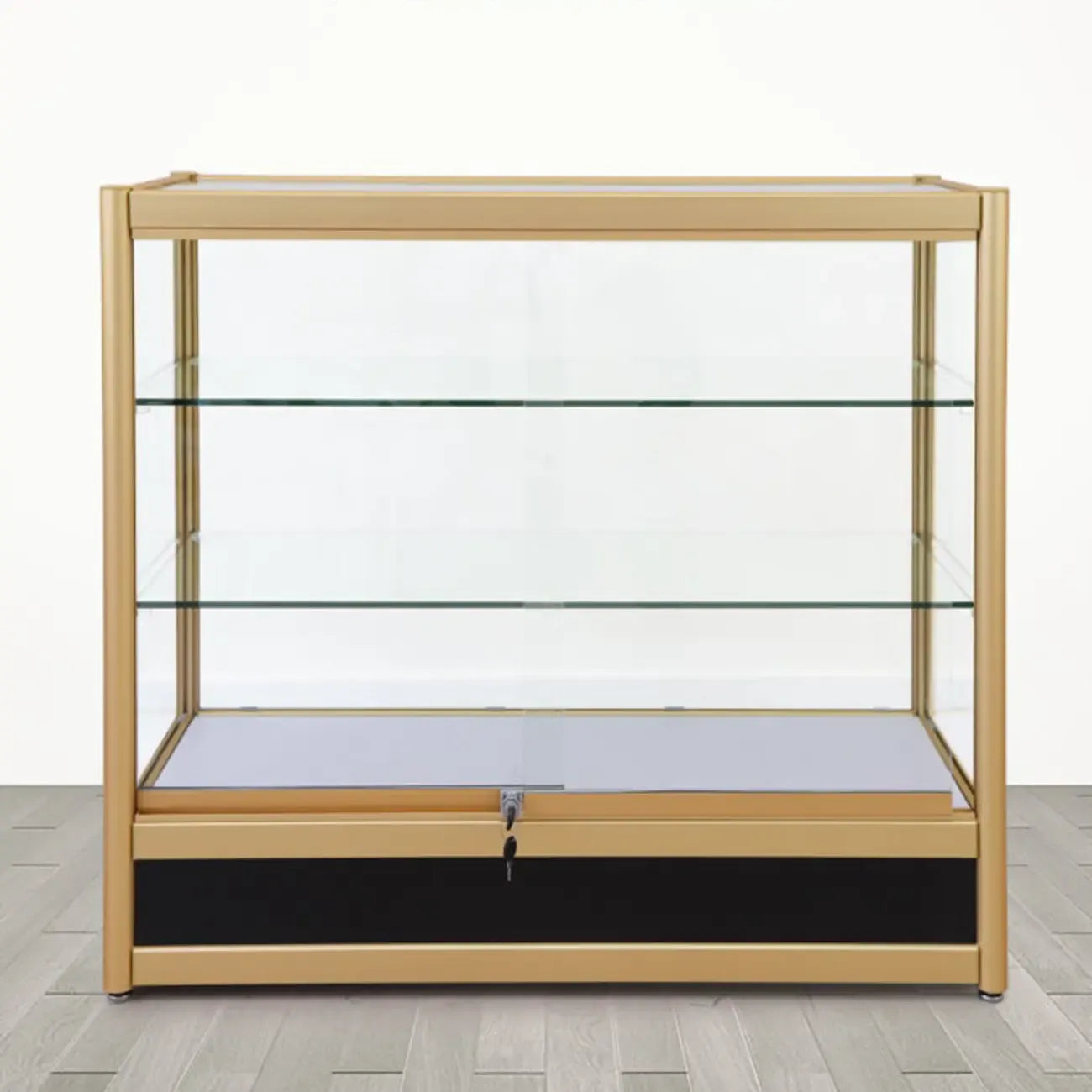 Vitrine rectangulaire en métal doré