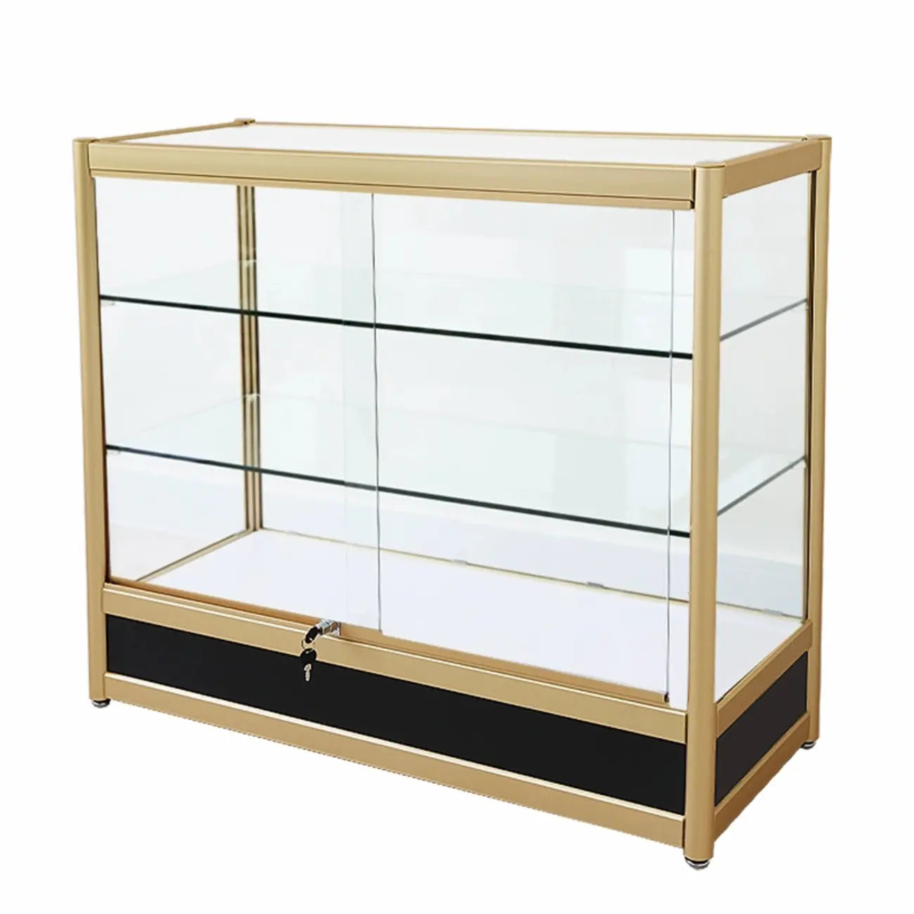 Vitrine rectangulaire en métal doré