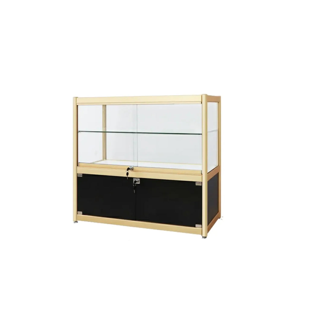 Vitrine rectangulaire en métal doré