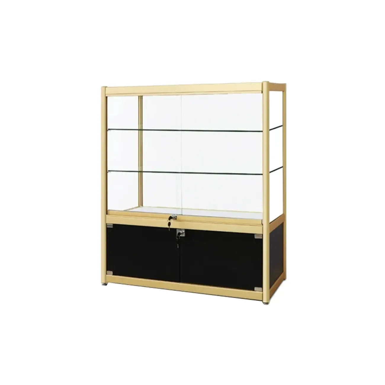 Vitrine rectangulaire en métal doré