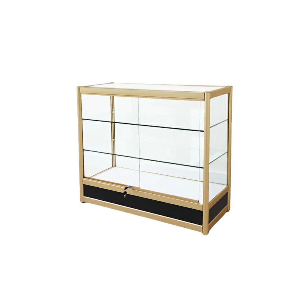 Vitrine rectangulaire en métal doré