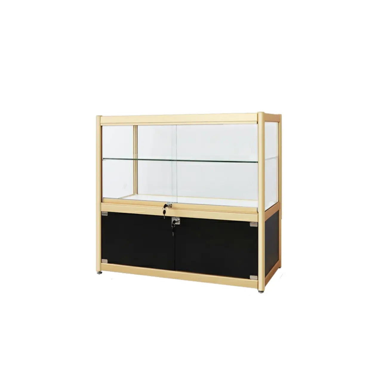 Vitrine rectangulaire en métal doré