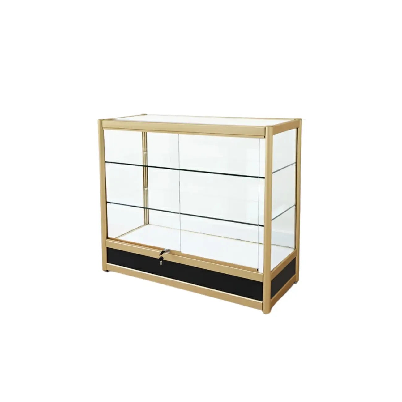 Vitrine rectangulaire en métal doré