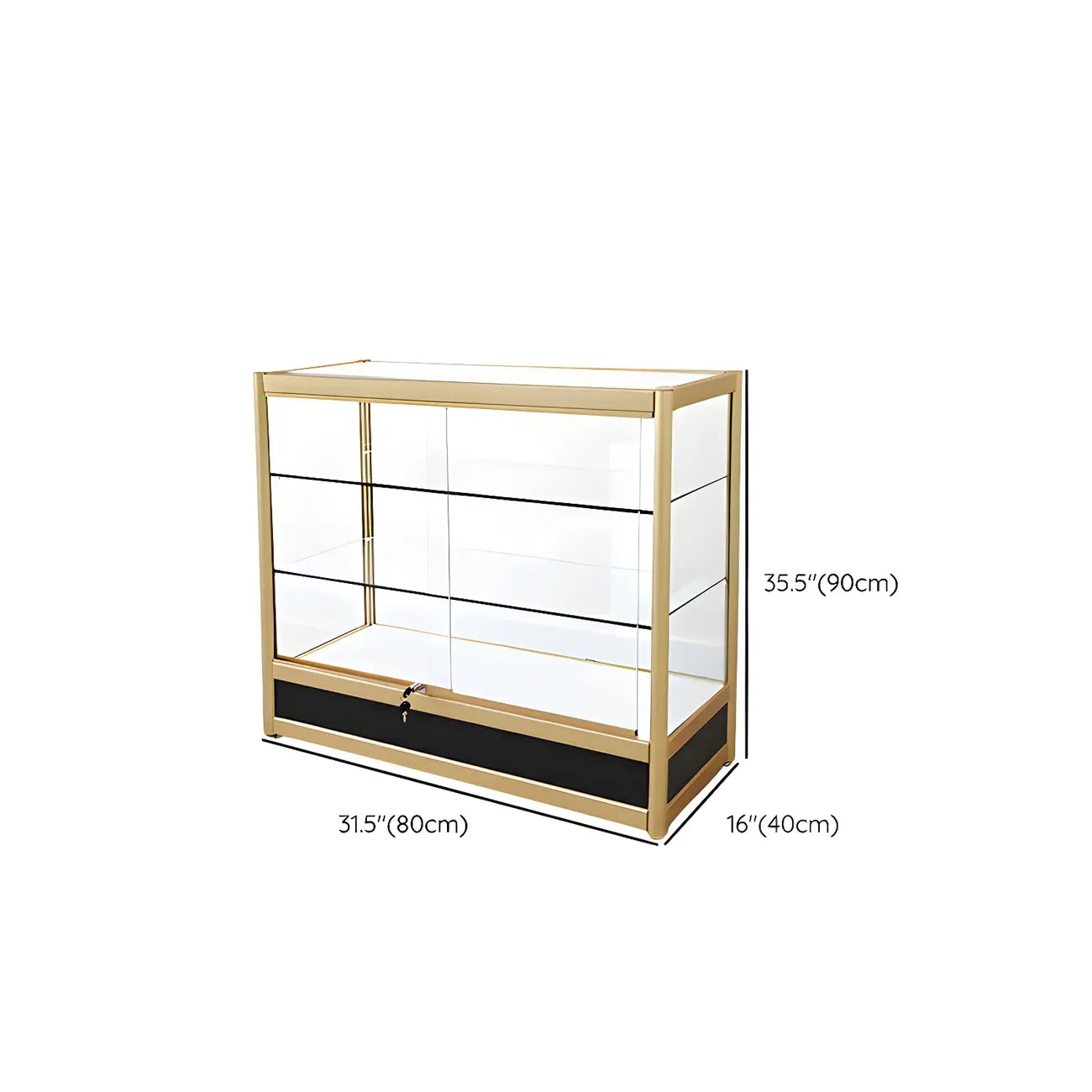 Vitrine rectangulaire en métal doré