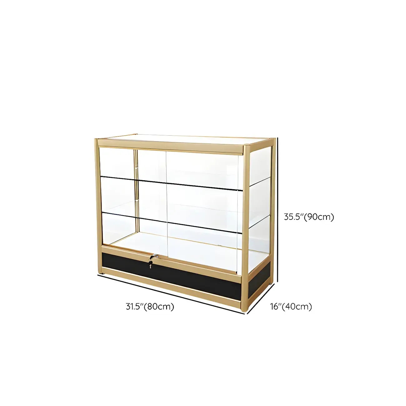 Vitrine rectangulaire en métal doré