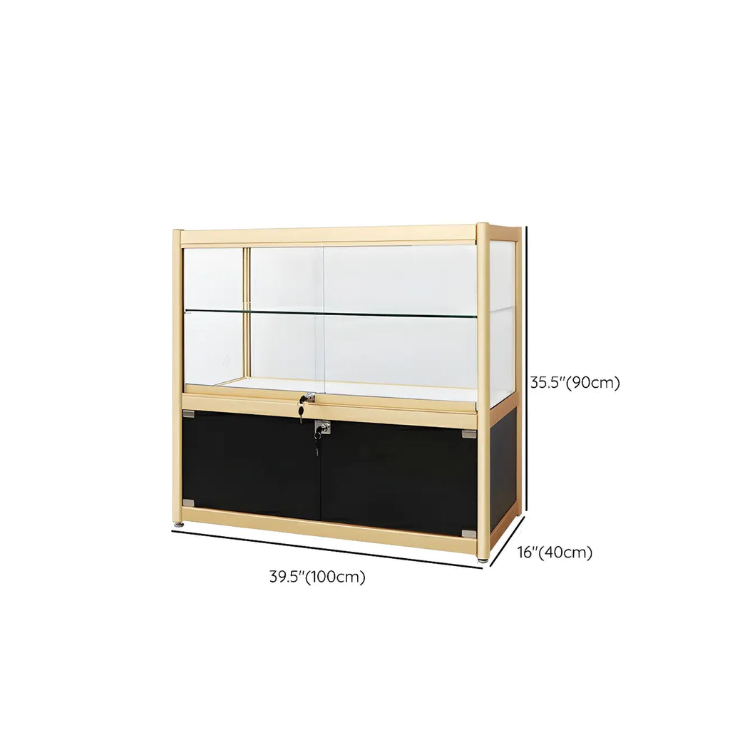 Vitrine rectangulaire en métal doré