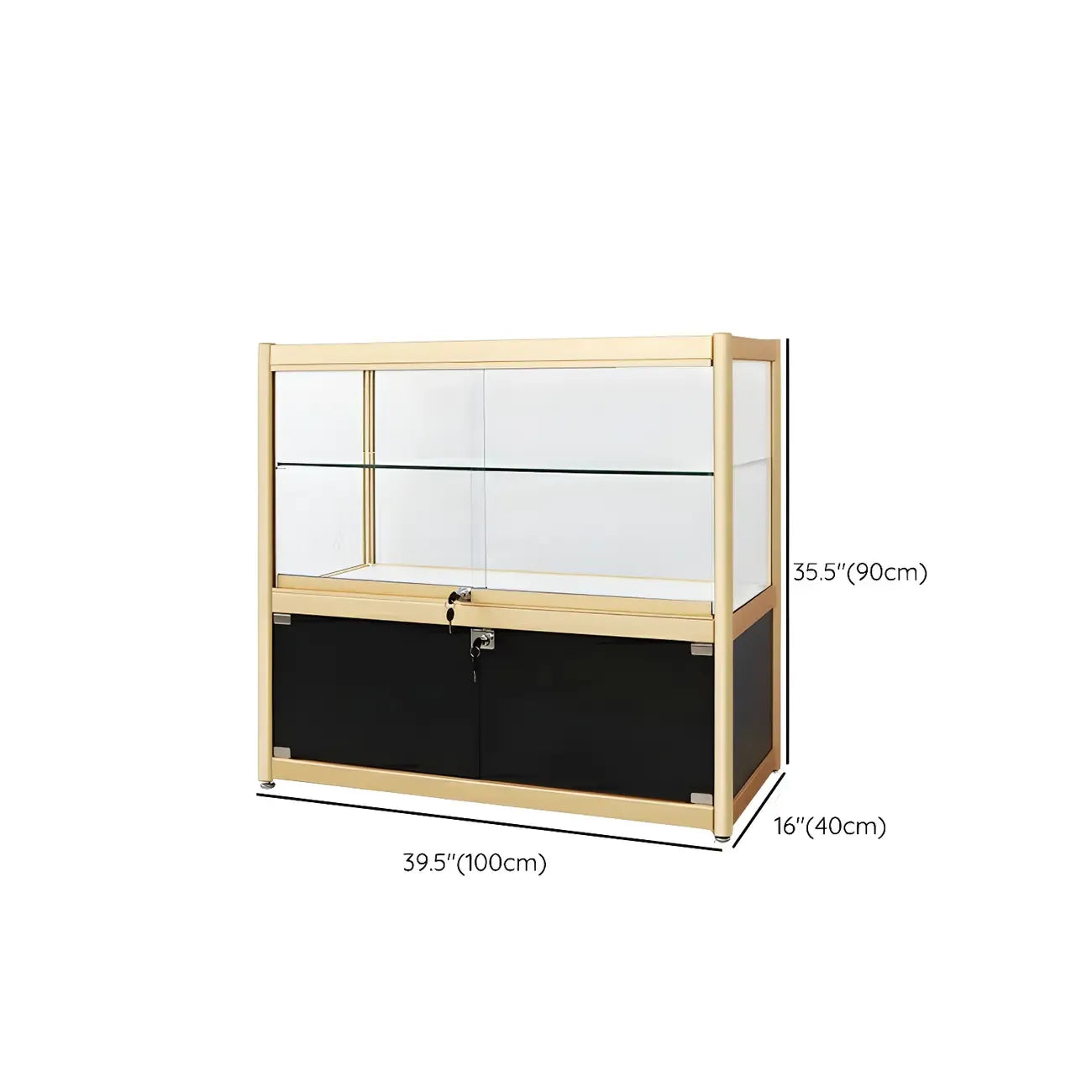 Vitrine rectangulaire en métal doré