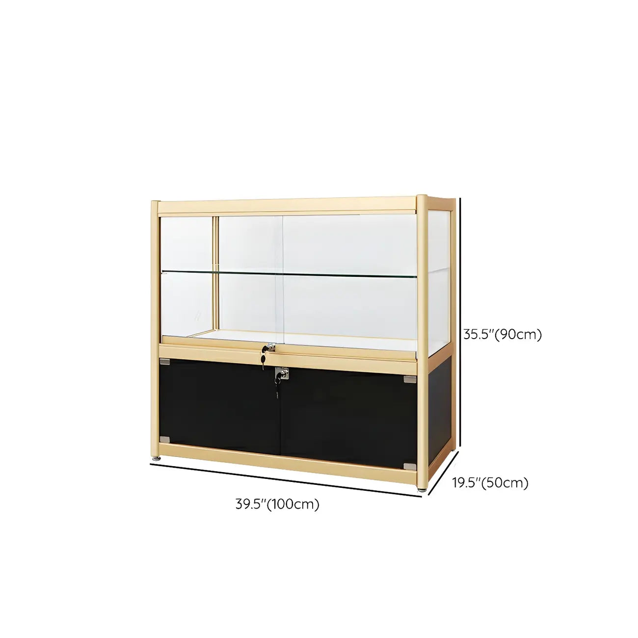 Vitrine rectangulaire en métal doré