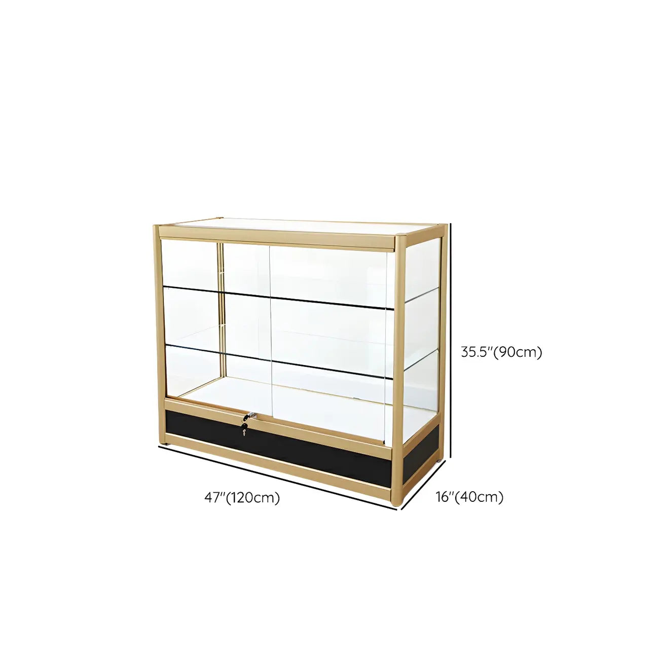 Vitrine rectangulaire en métal doré
