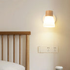 Mini applique murale en bois naturel blanc et métal