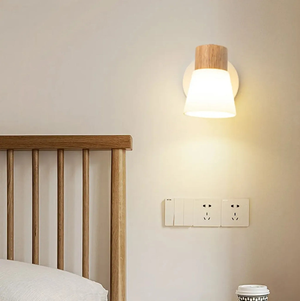 Mini applique murale en bois naturel blanc et métal