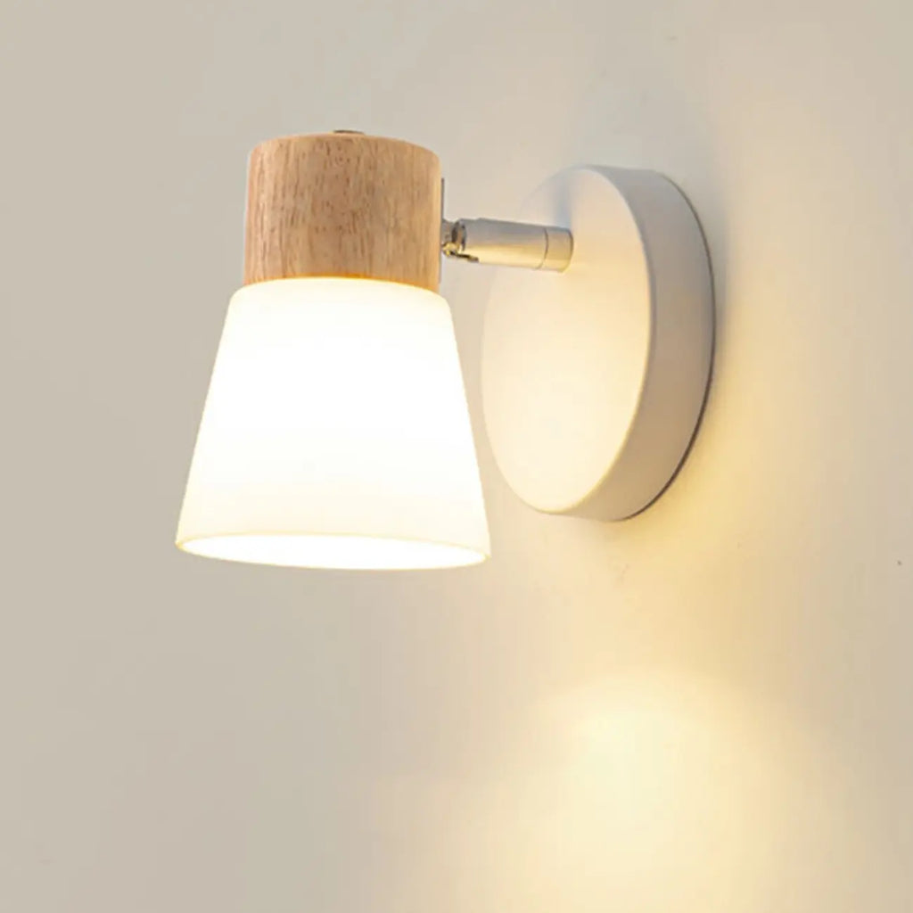 Mini applique murale en bois naturel blanc et métal