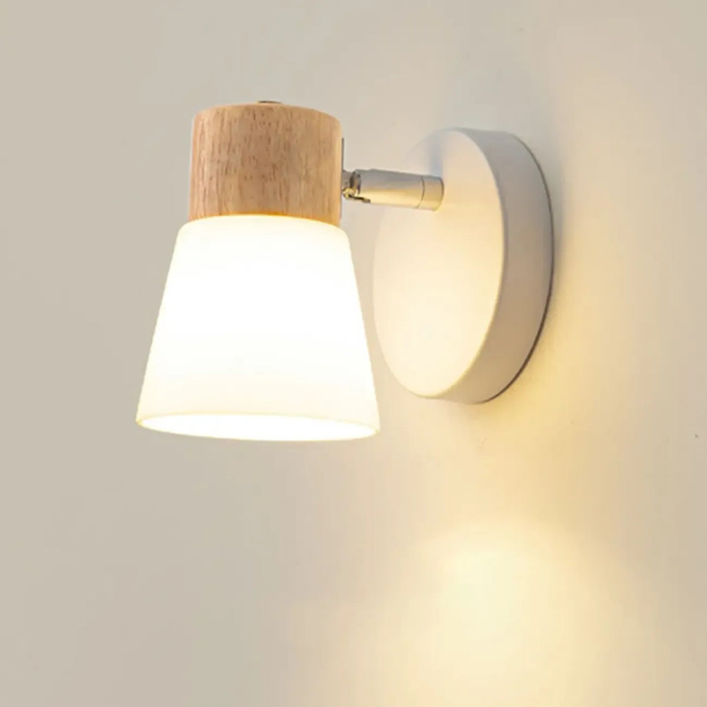 Mini applique murale en bois naturel blanc et métal