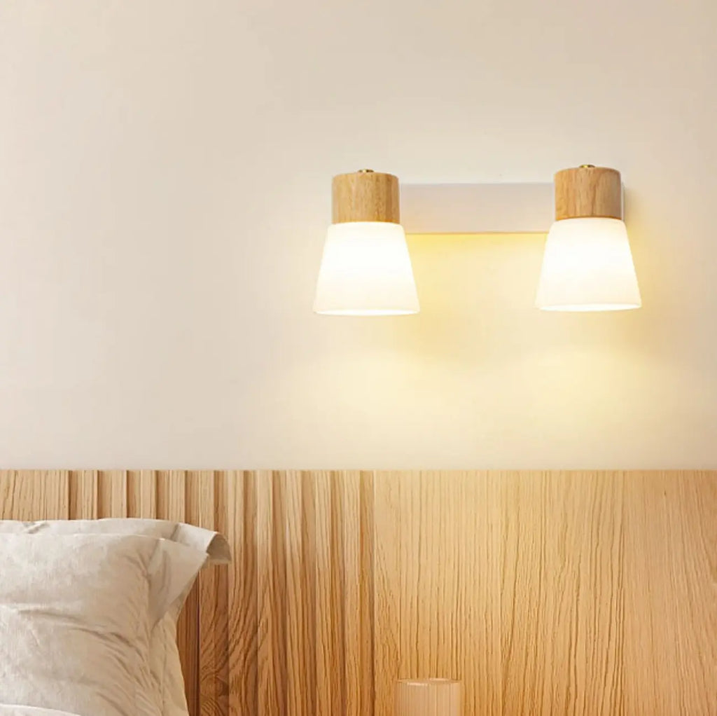 Mini applique murale en bois naturel blanc et métal