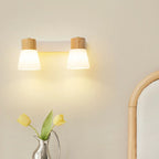Mini applique murale en bois naturel blanc et métal