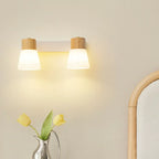 Mini applique murale en bois naturel blanc et métal