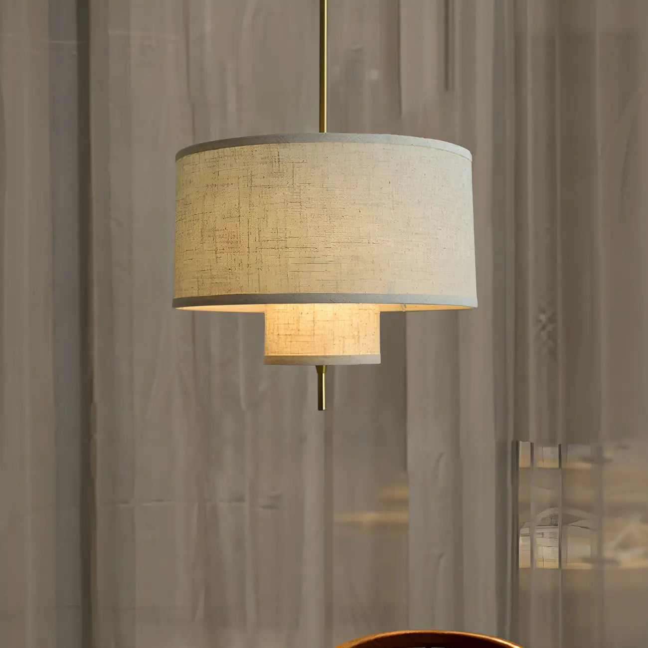 Lustre cylindrique moderne à double couche de tissu, réglable