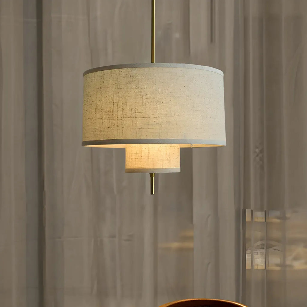 Lustre cylindrique moderne à double couche de tissu, réglable