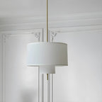 Lustre cylindrique moderne à double couche de tissu, réglable