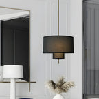 Lustre cylindrique moderne à double couche de tissu, réglable