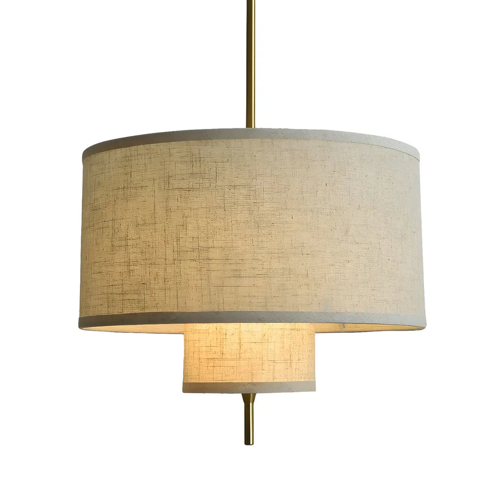 Lustre cylindrique moderne à double couche de tissu, réglable