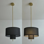 Lustre cylindrique moderne à double couche de tissu, réglable