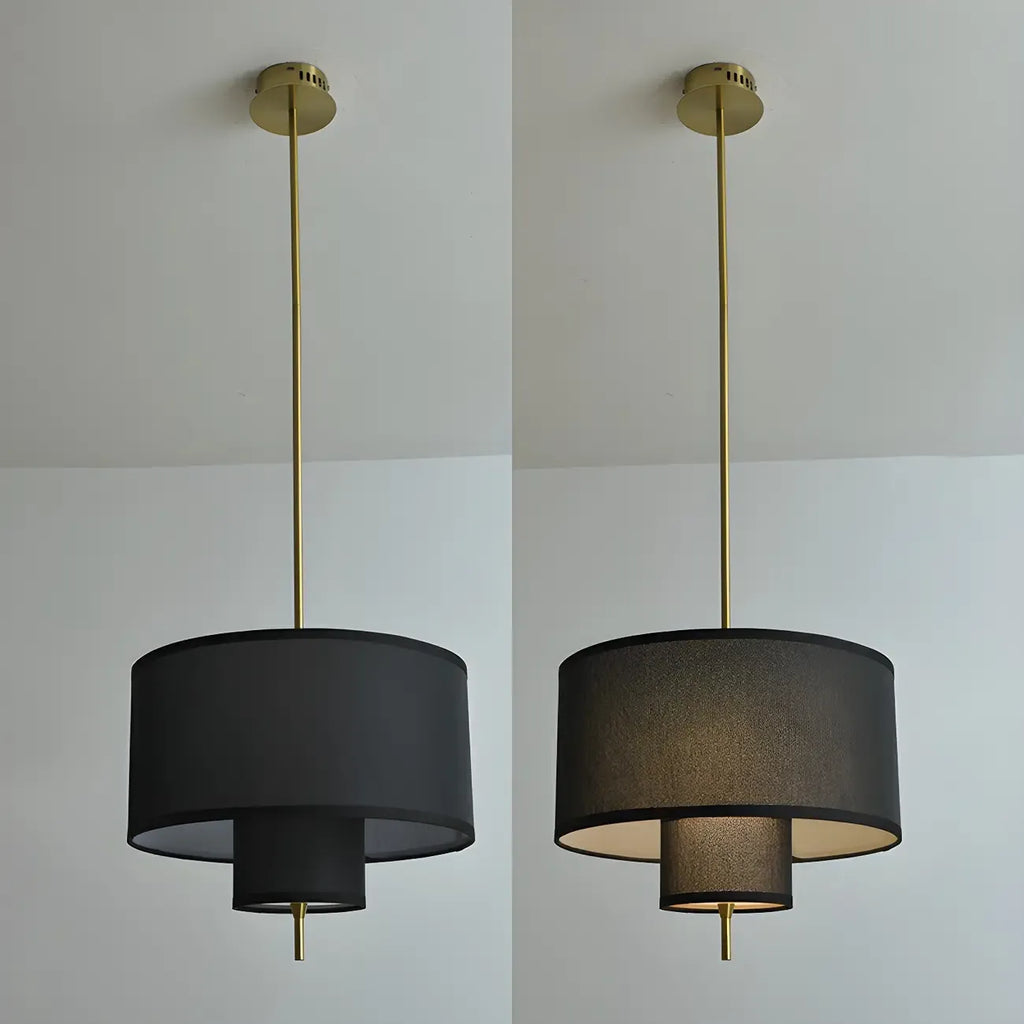 Lustre cylindrique moderne à double couche de tissu, réglable