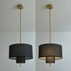 Lustre cylindrique moderne à double couche de tissu, réglable