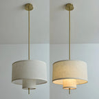 Lustre cylindrique moderne à double couche de tissu, réglable