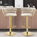 Tabouret de bar pivotant réglable à dossier bas et base dorée