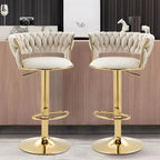 Tabouret de bar pivotant réglable à dossier bas et base dorée