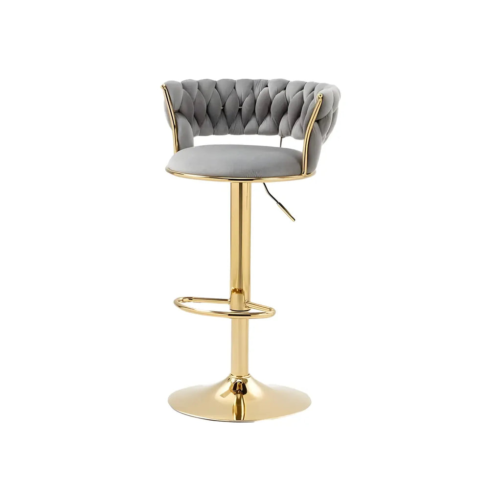 Tabouret de bar pivotant réglable à dossier bas et base dorée