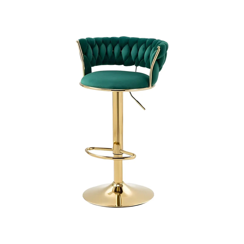 Tabouret de bar pivotant réglable à dossier bas et base dorée