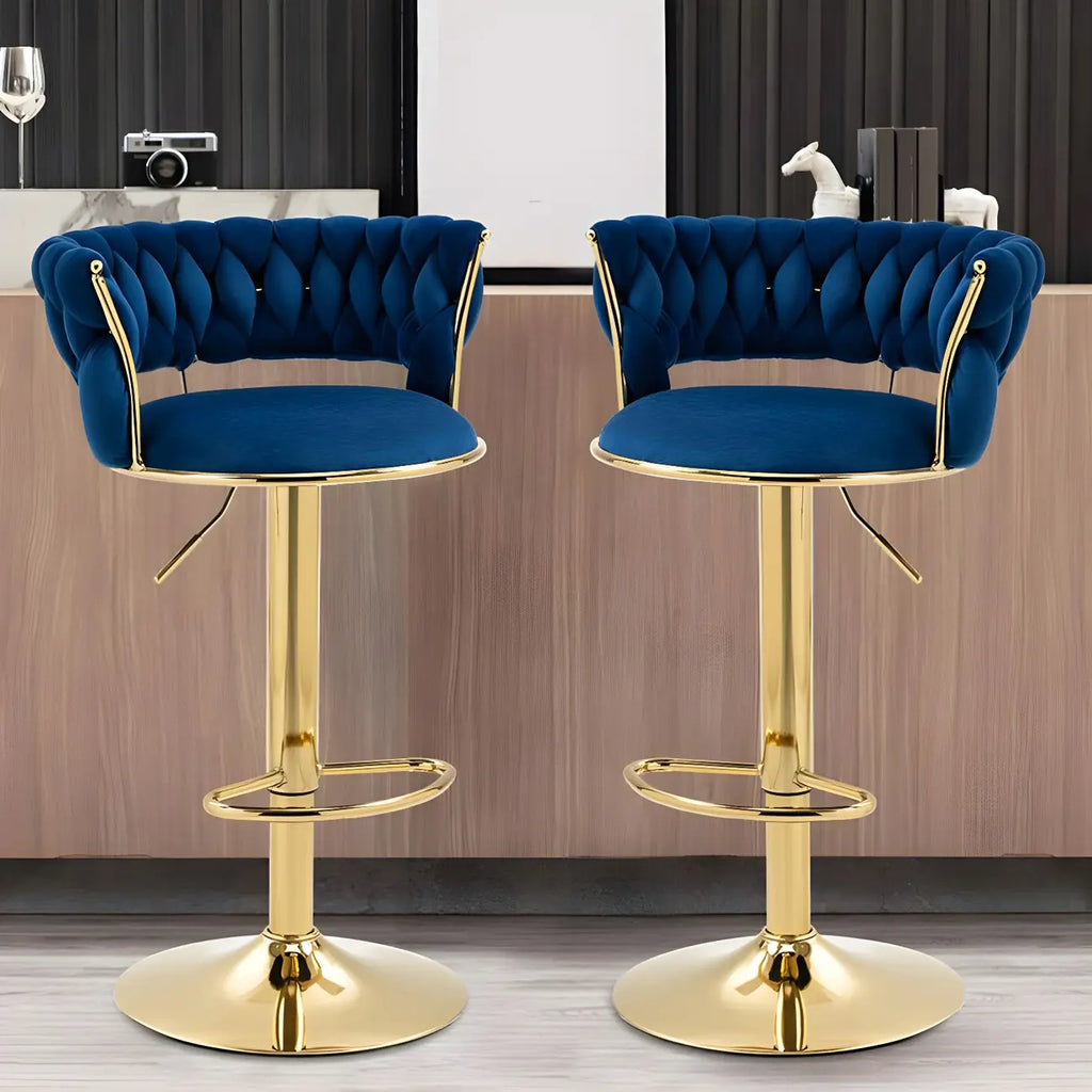 Tabouret de bar pivotant réglable à dossier bas et base dorée